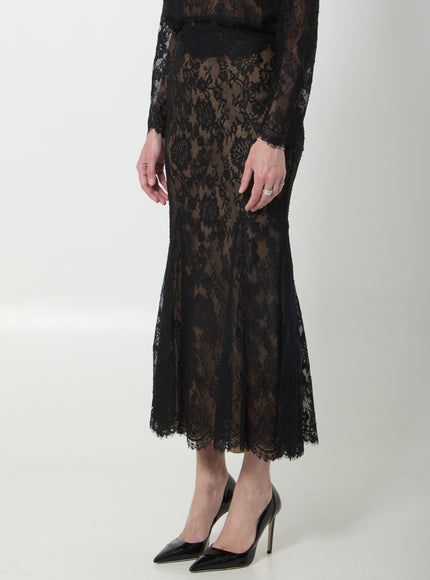 Self Portrait Black Lace Midi Skirt