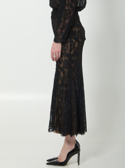 Self Portrait Black Lace Midi Skirt