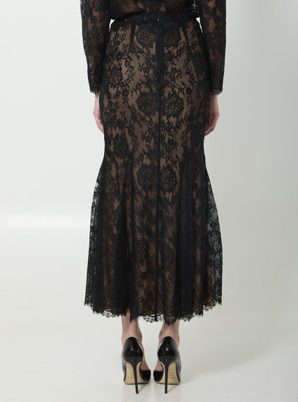 Self Portrait Black Lace Midi Skirt