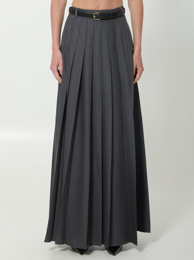 Self Portrait Pleated Maxi Dress Grey