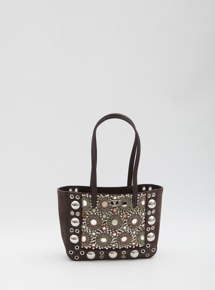 Valentino Garavani Nellcote Mini Shopping Bag QT Brown