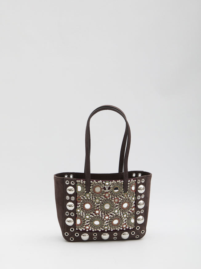 Valentino Garavani Nellcote Mini Shopping Bag QT Brown