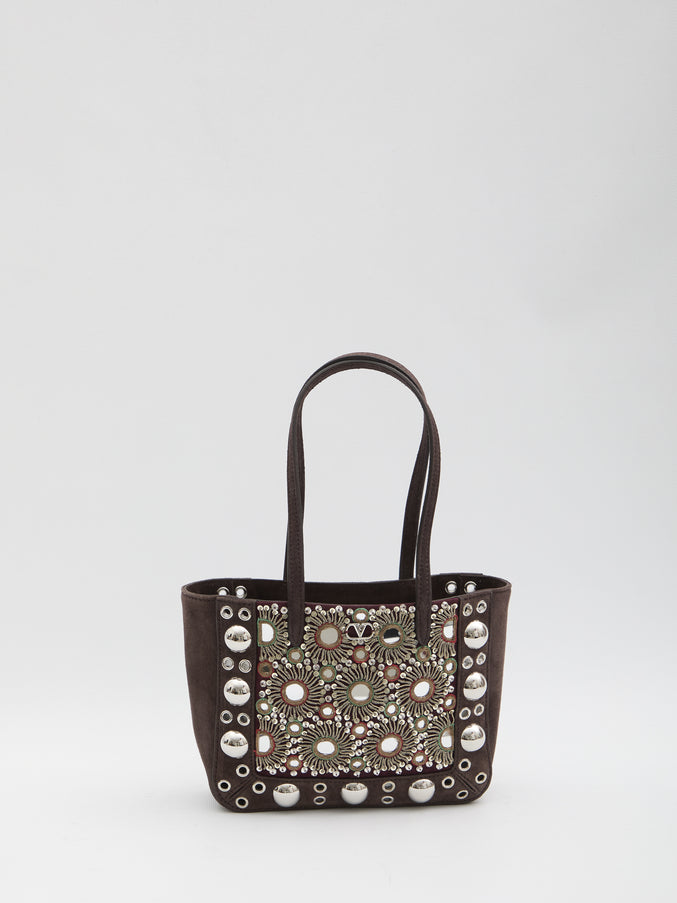 Valentino Garavani Nellcote Mini Shopping Bag QT Brown