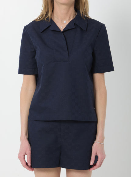 Gucci Gg Cotton Gabardine Top Blue
