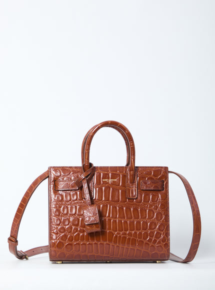 Saint Laurent Sac De Jour Nano Crocodile Bag QT Brown