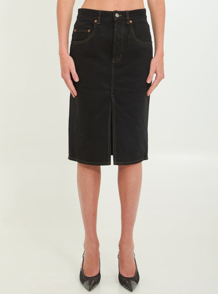 Saint Laurent Deep Sea Baggy Pencil Skirt Black