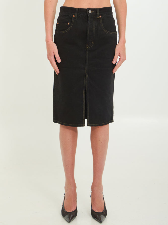 Saint Laurent Deep Sea Baggy Pencil Skirt Black