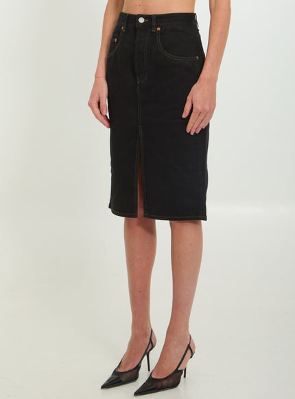 Saint Laurent Deep Sea Baggy Pencil Skirt