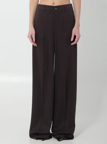 Gucci Silk Jacquard Pant With Horsebit Brown