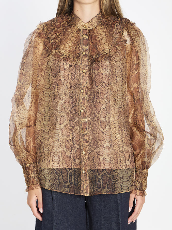 Zimmermann Hypnotic Smocked Blouse Beige