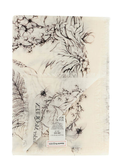 Alexander Mcqueen Wool Stole with Botanical Print