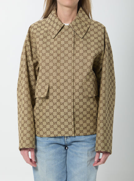Gucci Gg Fabric Bomber Jacket Beige