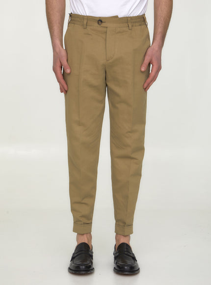 Pt Torino Cotton And Linen Trousers Beige