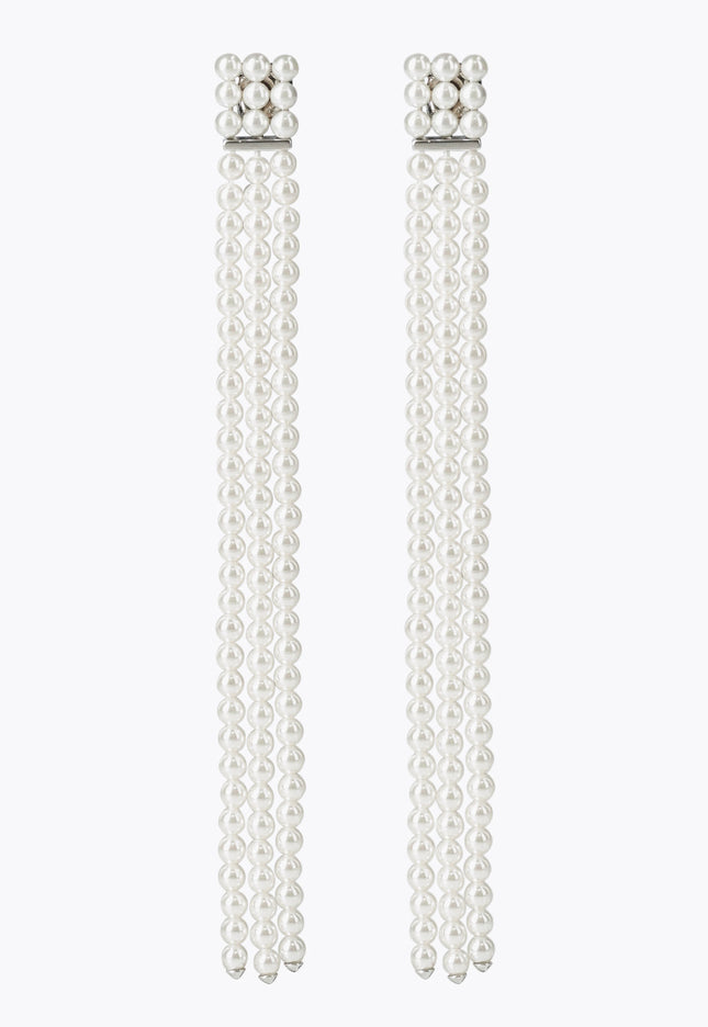 Silver & Pearl Drop Bridal Earrings