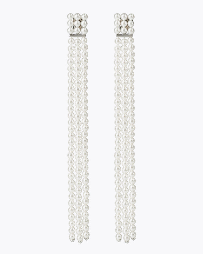 Silver & Pearl Drop Bridal Earrings