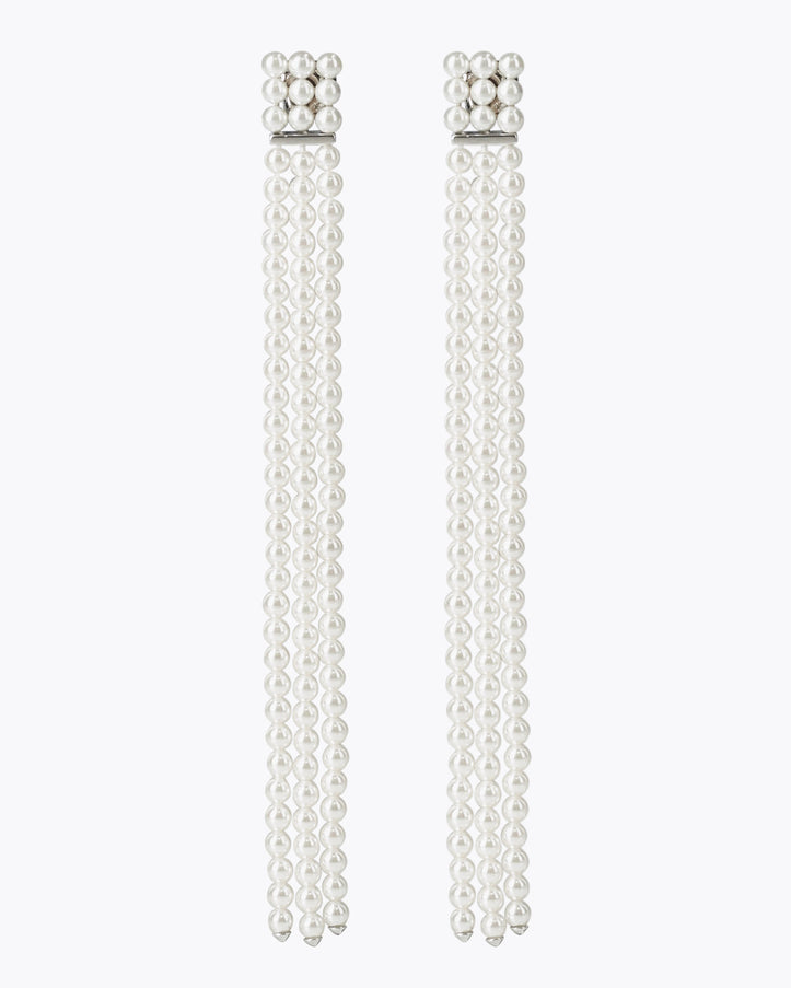 Silver & Pearl Drop Bridal Earrings