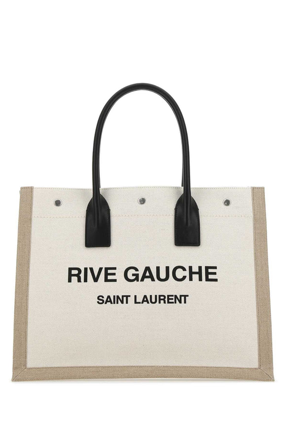 Saint Laurent Rive Gauche Leather-Trimmed Canvas Tote