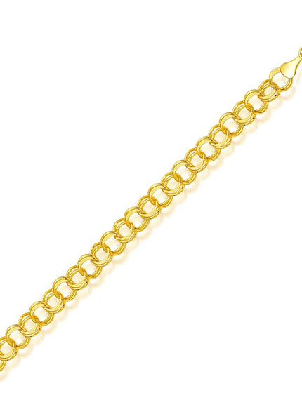 8.0 mm 14k Yellow Gold Solid Double Link Charm Bracelet - Ellie Belle