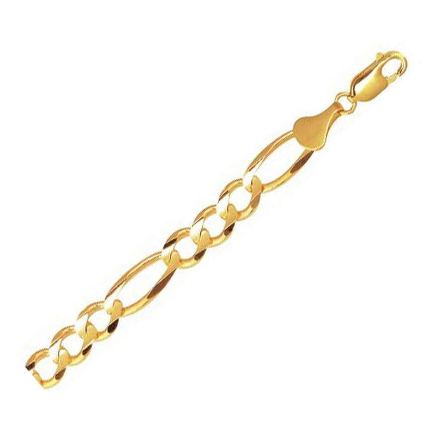 8.0mm 10k Yellow Gold Solid Figaro Bracelet - Ellie Belle