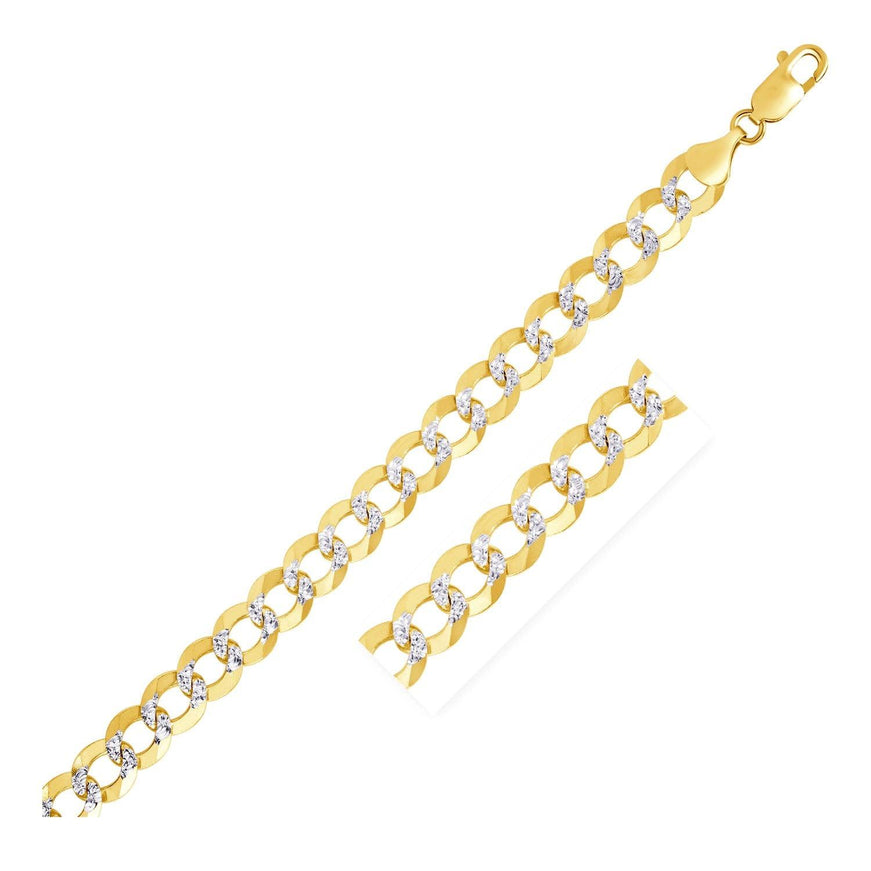 8.2 mm 14k Two Tone Gold Pave Curb Chain - Ellie Belle