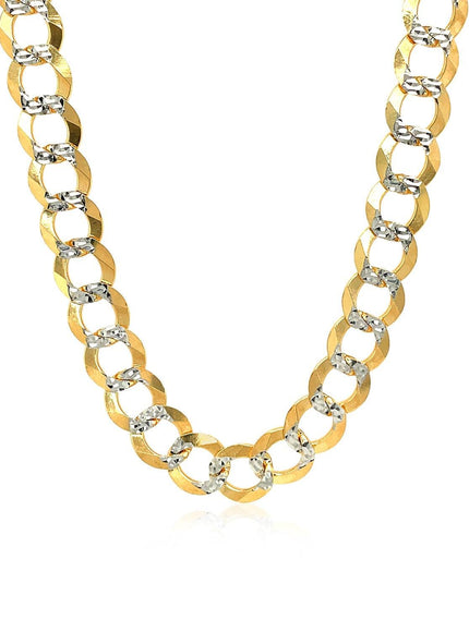 8.2 mm 14k Two Tone Gold Pave Curb Chain - Ellie Belle