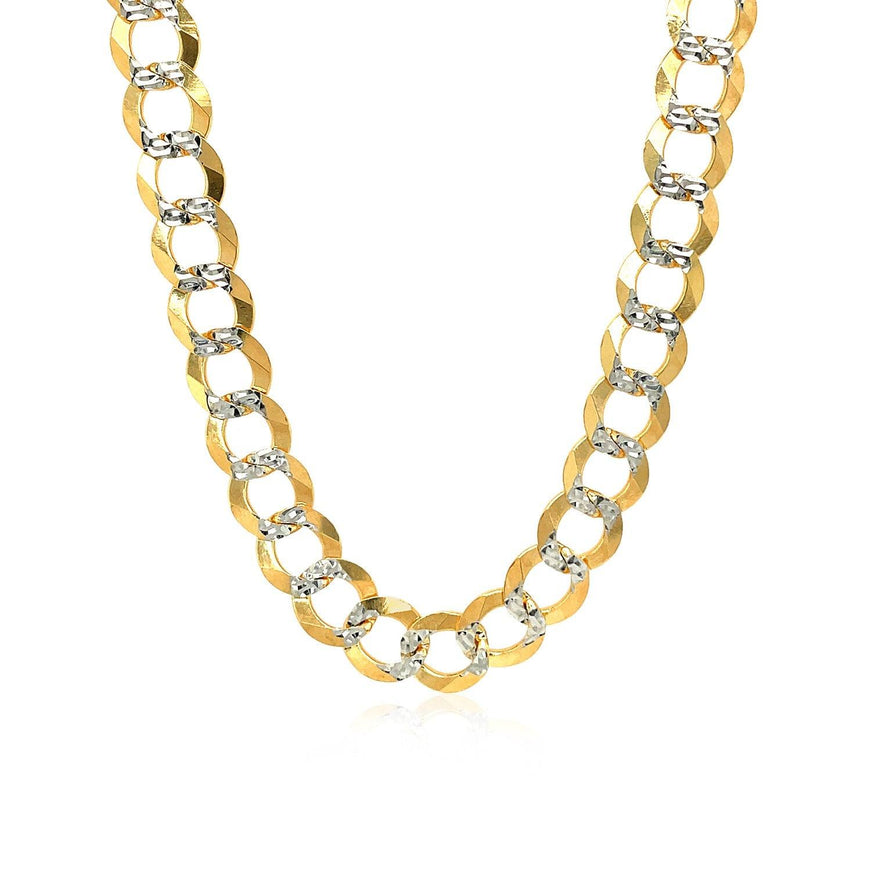 8.2 mm 14k Two Tone Gold Pave Curb Chain - Ellie Belle