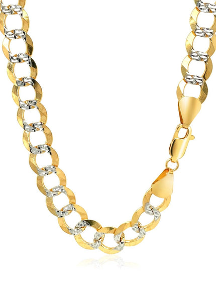 8.2 mm 14k Two Tone Gold Pave Curb Chain - Ellie Belle