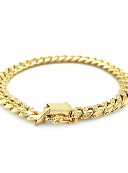 8.25mm 14k Yellow Gold Classic Miami Cuban Solid Bracelet - Ellie Belle