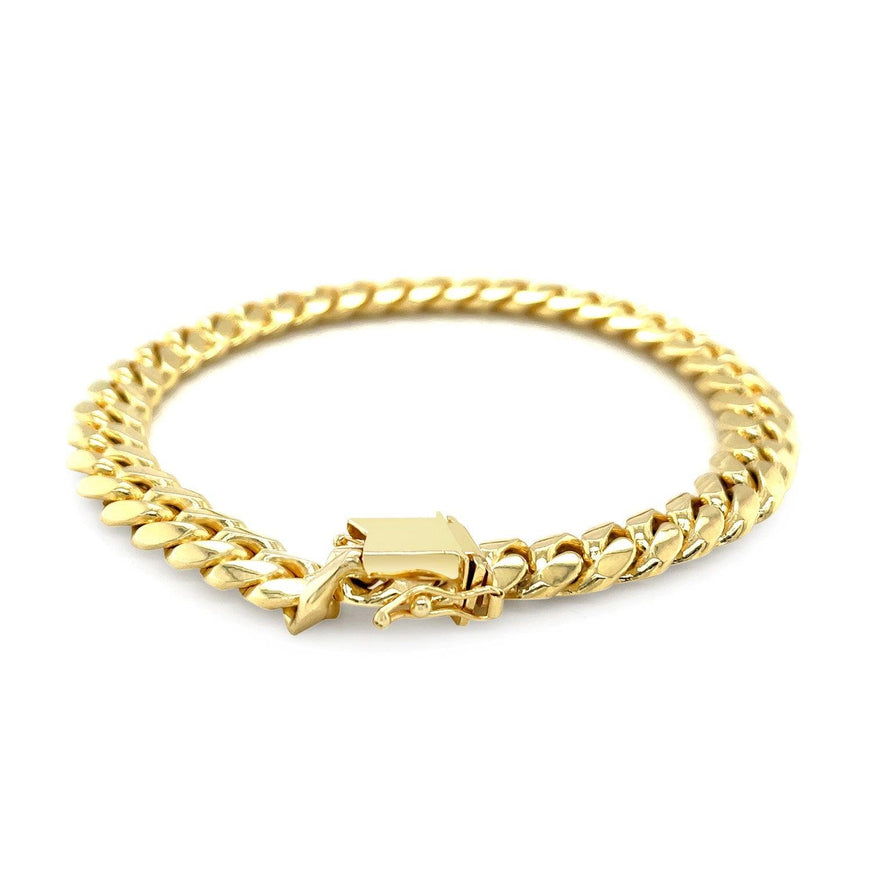 8.25mm 14k Yellow Gold Classic Miami Cuban Solid Bracelet - Ellie Belle