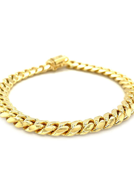 8.25mm 14k Yellow Gold Classic Miami Cuban Solid Bracelet - Ellie Belle