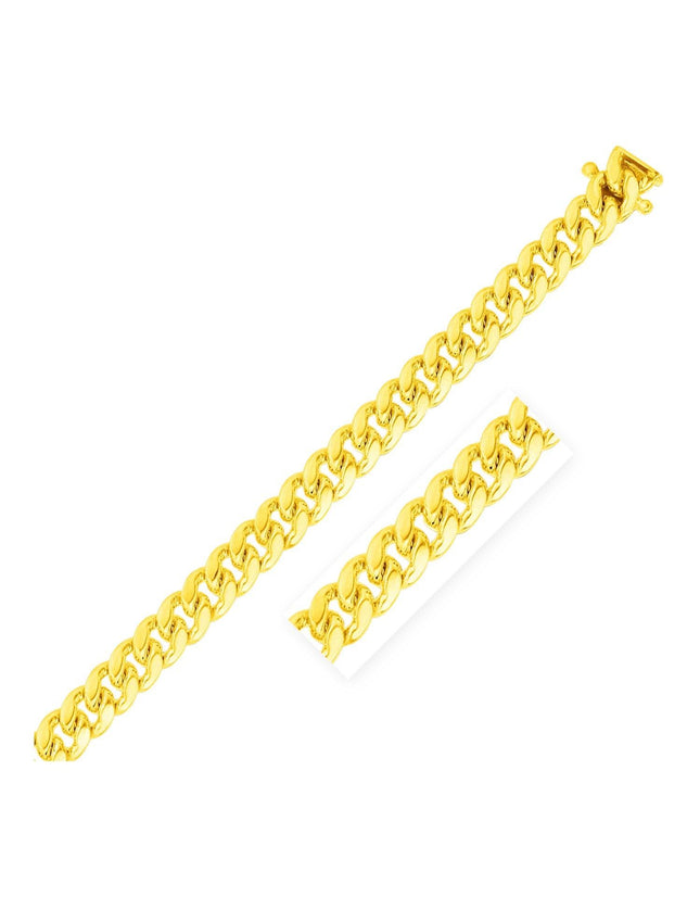 8.25mm 14k Yellow Gold Classic Miami Cuban Solid Chain - Ellie Belle