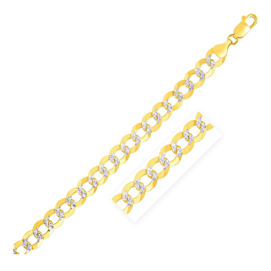 8.2mm 14k Two Tone Gold Pave Curb Bracelet - Ellie Belle