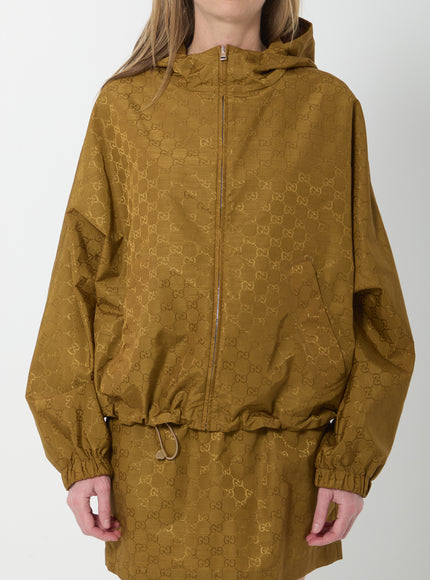 Gucci Gg Nylon Jacket Brown