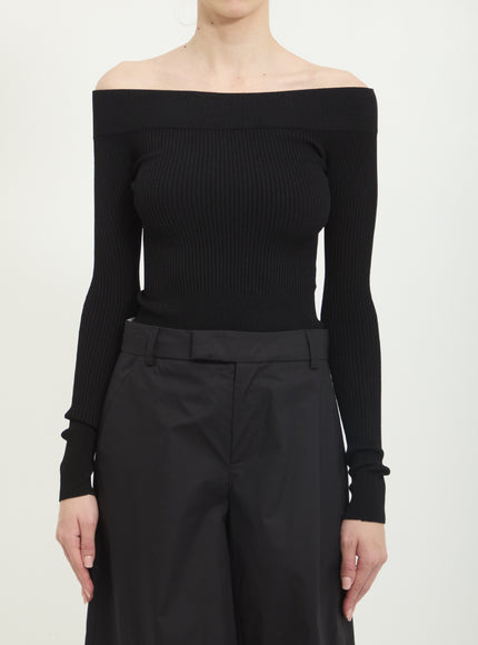 Alaia Ribbed Knit Shaping Body Black