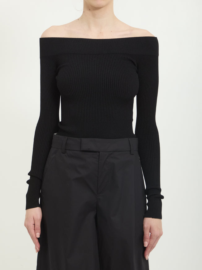 Alaia Ribbed Knit Shaping Body Black