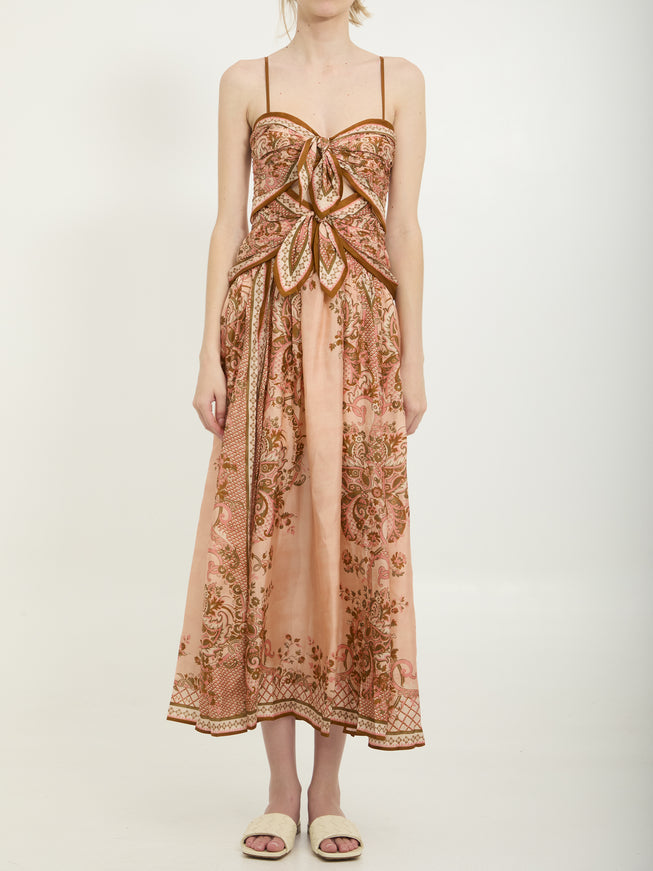 Zimmermann Aster Scarf Print Midi Dress Pink