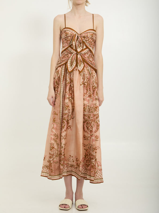 Zimmermann Aster Scarf Print Midi Dress Pink