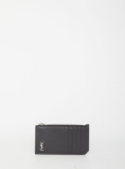 Saint Laurent Tiny Cassandre Fragments Cardholder QT Black