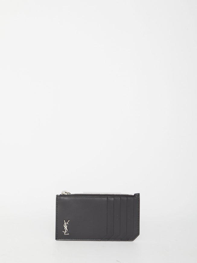 Saint Laurent Tiny Cassandre Fragments Cardholder QT Black