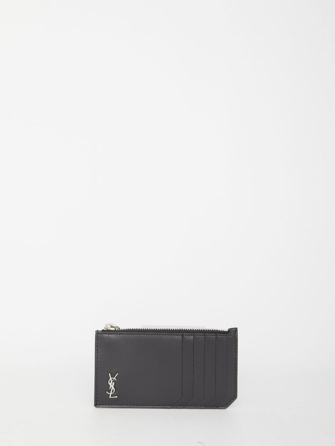 Saint Laurent Tiny Cassandre Fragments Cardholder QT Black
