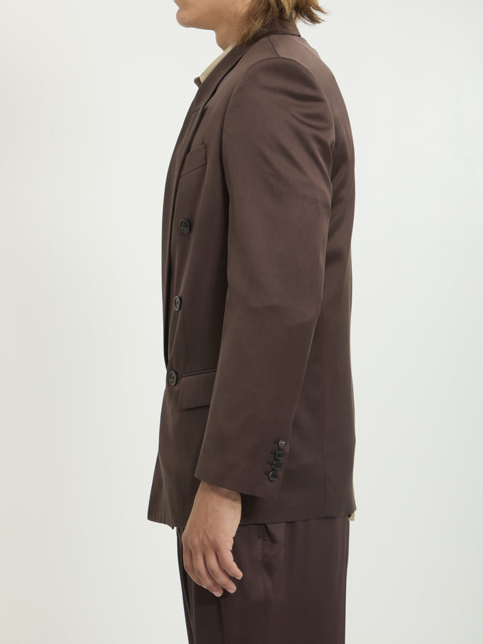 Saint Laurent Double-breasted Silk Satin Jacket