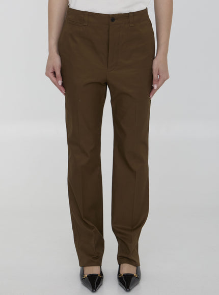 Saint Laurent Pants In Cotton Twill Brown