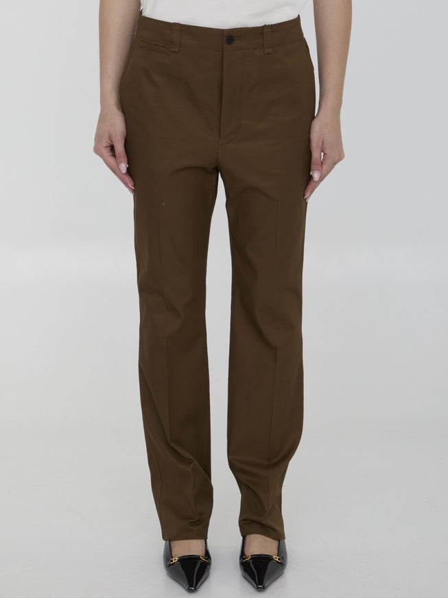 Saint Laurent Pants In Cotton Twill Brown