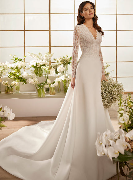 Rosa Clará Couture Marea Long Sleeve Lace Wedding Dress