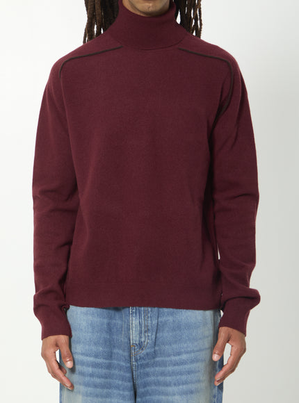 Maison Margiela Virgin Wool Turtleneck Sweater Bordeaux