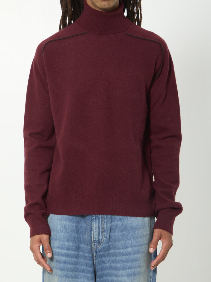Maison Margiela Virgin Wool Turtleneck Sweater Bordeaux