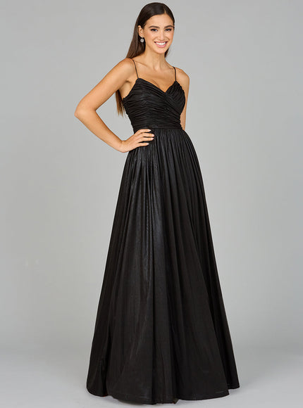 High Slit Metallic Jersey Dress - OUTLET Black