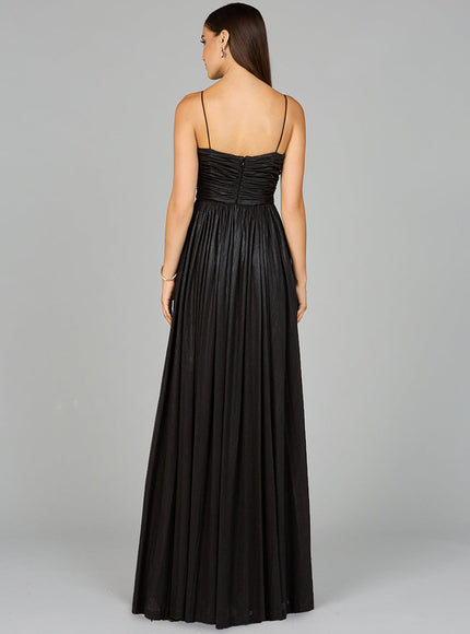 High Slit Metallic Jersey Dress - OUTLET