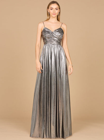 High Slit Metallic Jersey Dress - OUTLET Platinum