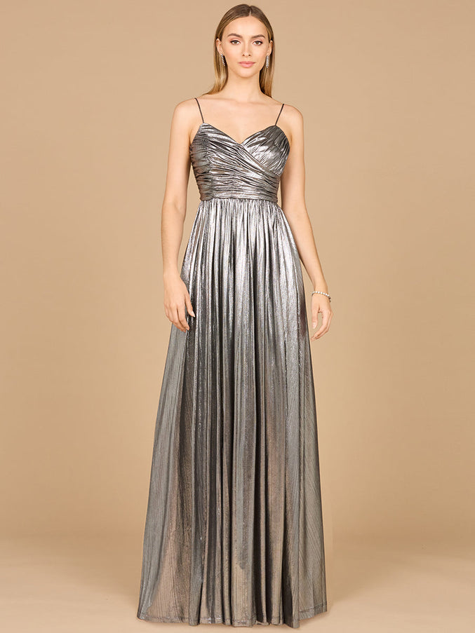 High Slit Metallic Jersey Dress - OUTLET Platinum
